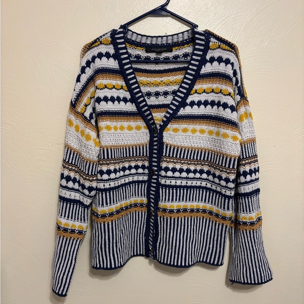 Marc New York Andrew Marc Women’s Knit Cardigan Sweater Size Large Geometric